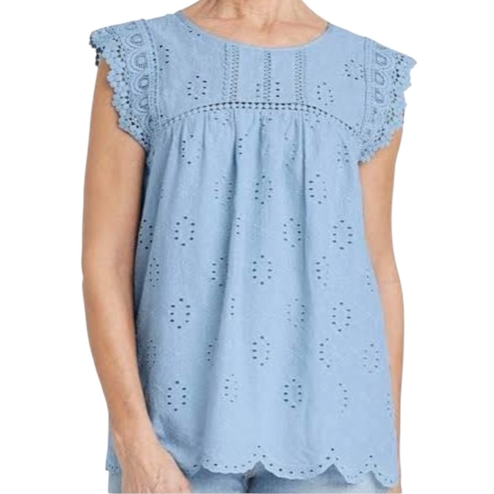Knox Rose | Cotton Eyelet Blouse Sz M GUC